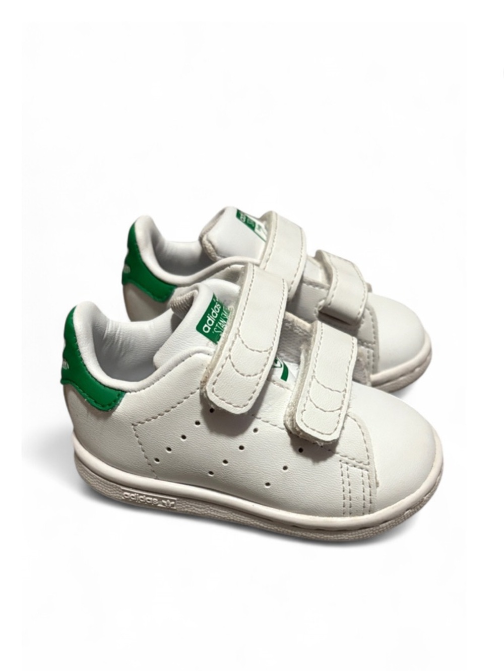 Adidas Stan Smith Comfort Closure White/Green Velcro Sneakers Baby Shoe Size 4K